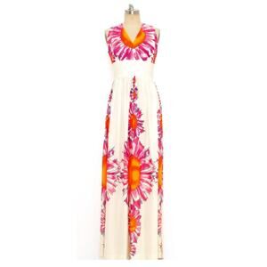 Vintage Neon Floral Jersey Dress